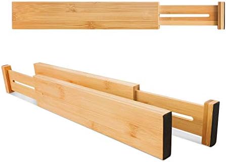 VaeFae 60-Pack Adjustable Bamboo Drawer Dividers, Expandable Drawer Organizer for Kitchen Utensils, Clothes, Bathroom, Office – Fits Drawer Interiors 16.6" to 21.8" - Image 3