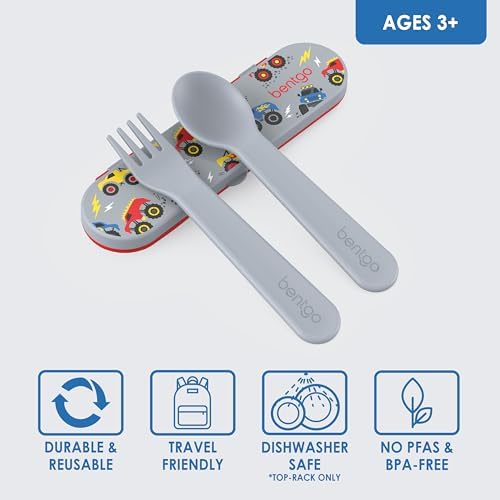 Bentgo Kids Plastic Utensil Set with Fork, Spoon, & Storage Case - Image 3