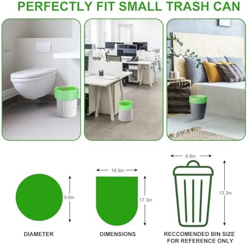 Compostable Trash Bags 2 Gallon - Inwaysin Bulk Mini Rubbish Waste Can Liners Unscented Strong Thick Biodegradable Tiny Kitchen Garbage Bags for Bathroom Office (Clear Green, 100 Counts) - Image 2