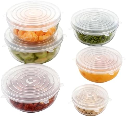 Reusable Silicone Stretch Lids for Food Storage Six Specifications of Reusable Silicone Bowl Cover Silicon Container Lid Covers for Various Food Containers Leftover Food Fruit Bowls by Unknown