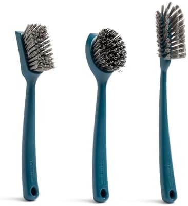 Full Circle Clean Ocean, Variety Dish Brush Pack - Dish Brush, Bottle Brush, and Heavy-Duty Scrub Brush - Sustainably Made 100% from Recycled Ghost Fishing Nets, Safe for Cast Iron & Nonstick by FULLCIRCLE