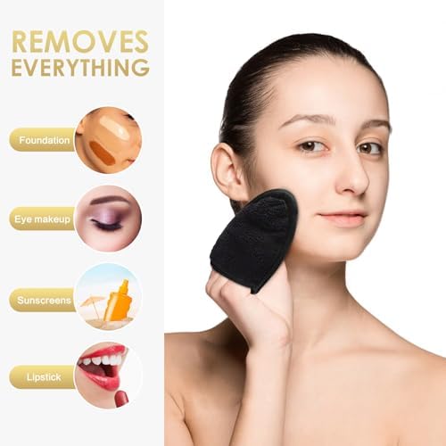 SINLAND Reusable Makeup Remover Pads Black 6 Pack - Image 4