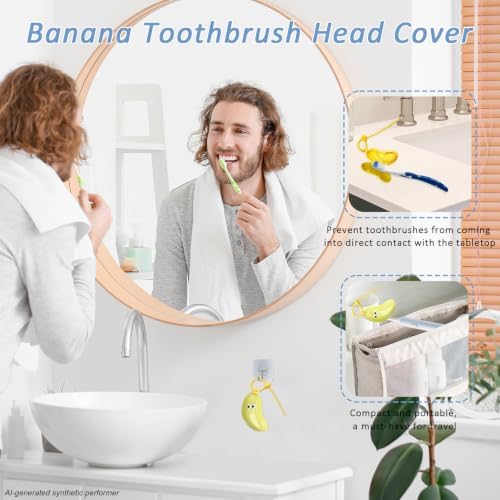 Banana-Shaped Toothbrush Cover, 2-in-1 Travel Toothbrush Case with Built-in Toothpaste Dispenser & Hanging Rope, Fits Most Electric/Manual Brush Heads for Vacation, Camping - Image 6