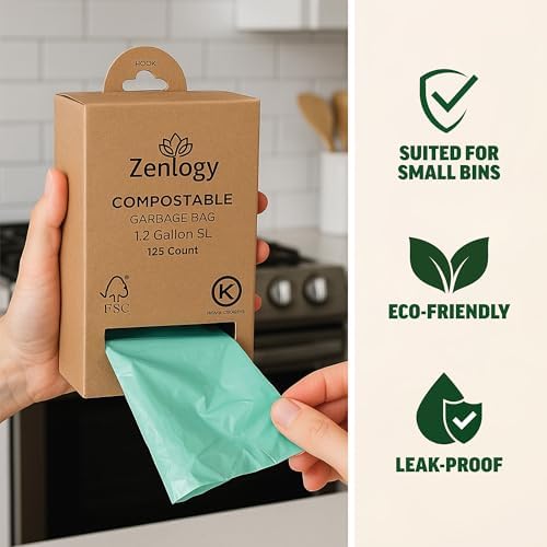 Compostable Recycling Trash Bag, 1.2 Gallon, 125 Count - Image 6
