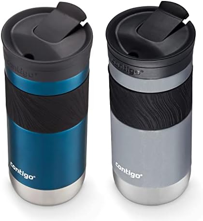Contigo Byron 2.0 Snapseal Insulated Stainless Steel Travel Mug with Grip, 16oz, Blueberry Satin & Gold Morel (Pack of 8) - Image 3