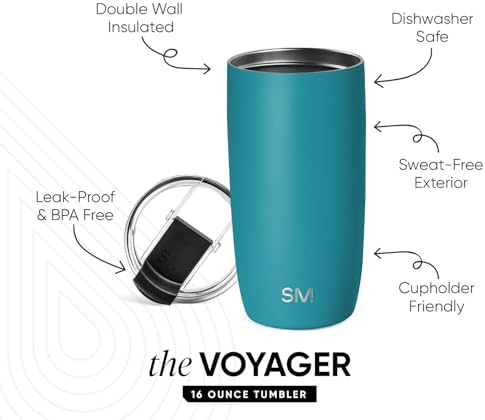 Simple Modern Travel Coffee Mug with Lid | 16oz | Teal - Image 2