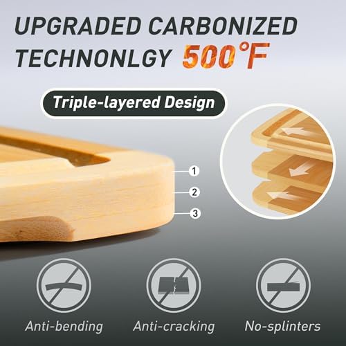 Bamboo Cutting Board Set Non Slip Feet with Holder Over Sink Wooden Cutting Boards Eating Grilling Biard Cutboard Biard Chtting Woodcutting Cuttingboards Voard Oard Bord 12x18 11 x 14 Baords Baord - Image 4