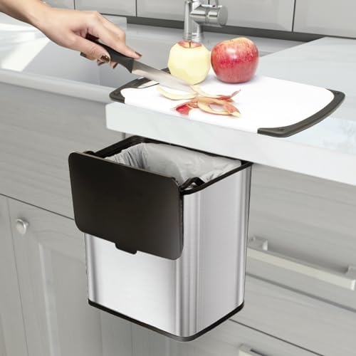Glad Roomate Stainless Steel Under Counter Waste Bin with Clorox Odor Protection | Space Saving Dual Lid Small Trash Can for Kitchen Cabinet, Bathroom or Office, 1.5 Gallon (6L) - Image 4