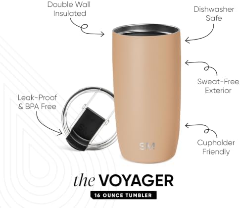Simple Modern Travel Coffee Mug with Lid | 16oz | Tan - Image 2