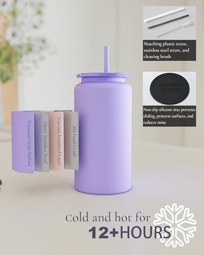 16 oz Tumbler, Insulated Tumbler with Straw, Iced Coffee Tumbler - Image 5