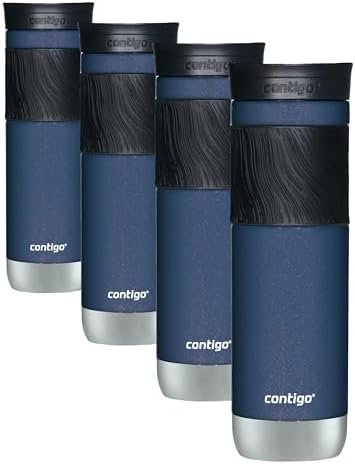 Contigo Byron Travel Mug, Insulated Stainless Steel, 24oz | Leak-Proof Lid | BPA-Free | ThermoLock Insulation | Pack of 4 by Unknown