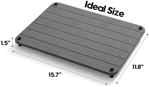 Razborci Stone Dish Drying Mat for Kitchen Counter, Water Absorbing Bathroom Tray Sink Organizer, Diatomaceous Earth Countertop Dish Rack Riser Sponge Holder Soap Dish, Dark Gray, 16" x 12" - Image 3