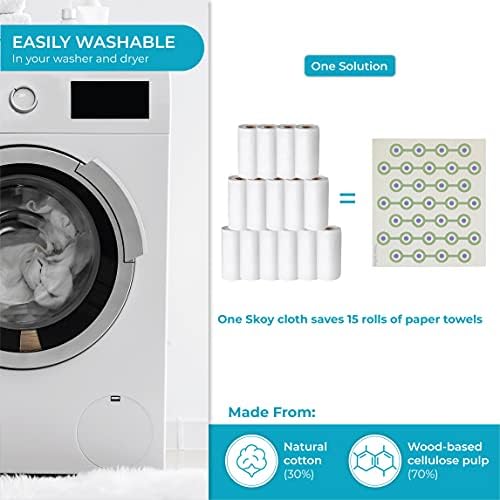Skoy Cloth 2-Pack Eco-Friendly & Reusable Swedish Dishcloth, for Kitchen & Household Use, Plastic-Free Packaging, Dishwasher Safe, Designer Series – Connections/Sunburst, White Skoy Cloth - Image 5
