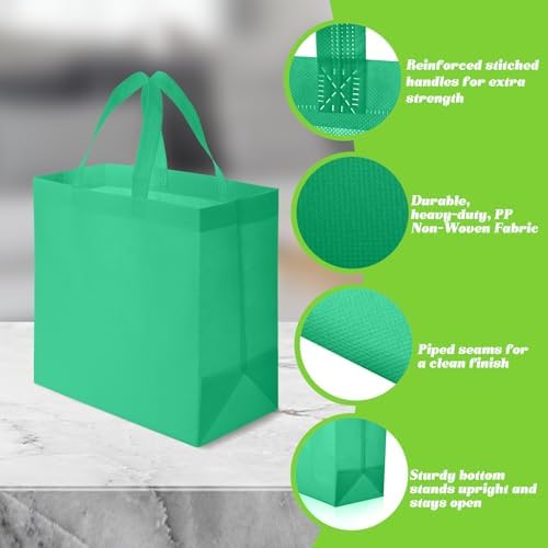 Reginary 100 PCS Non Woven Tote Bags Bulk,Green - Image 5
