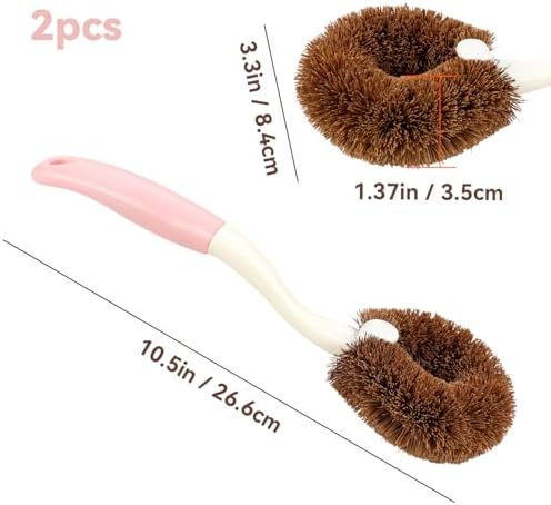 2 Pack Kitchen Scrub Brushes for Cleaning Dish Brush with Handle for Pans, Pots, Kitchen Sink Cleaning Scrub Brushes (Coconut Fiber) - Image 5