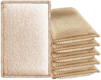 Bamboo Dish Sponge Natural Kitchen Scrub Sponges-Beige,6 Pack by Unknown