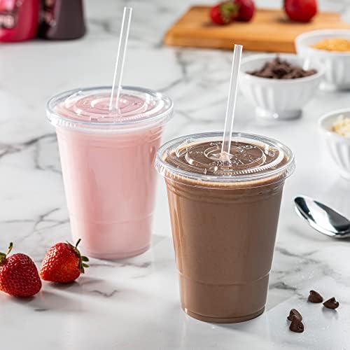 GUSTO 16 oz Clear Plastic Cups with Lids [50 Sets] Iced Coffee Cups - Image 5
