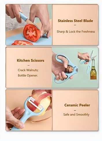 ZeQi 5-in-1 Cutting Board, Knife, Peeler, Scissors and Tray Set/Travel, Camping, Outdoor, Dorms, Small Cutting Boards, BPA Free, Dishwasher Safe, Kitchen Utensils, Gift - Image 5