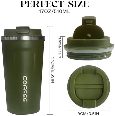 Insulated Travel Coffee Mug, Stainless Steel Coffee Cup with Leakproof Lid - Image 4