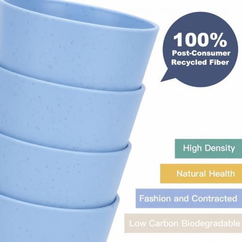 Wrova Wheat Straw Cups 6 PCS Good Alternative to Plastic Reusable Cups 12 oz Unbreakable Drinking Cup Reusable Dishwasher Safe Water Plastic Glasses Light Blue - Image 7