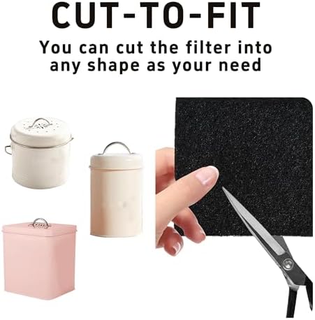 6PCS 5” Square Compost Bin Charcoal Filters, 0.4” Thick Activated Carbon Filters for Kitchen Countertop Compost Pail, Home Bucket Filter Replacements - Image 7