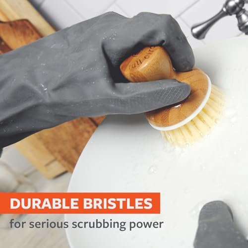 Full Circle Bubbly Palm Brush, Dish Scrub Brush for Nonstick, White, 2pk - Image 2