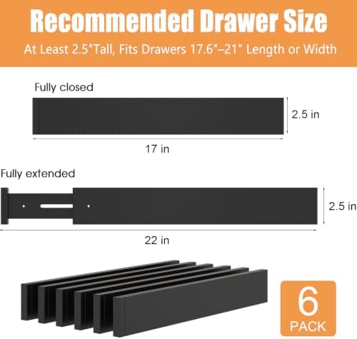 Bamboo Drawer Dividers, Adjustable Drawer Organizers, Fits 17.6–21" Drawers - Image 3