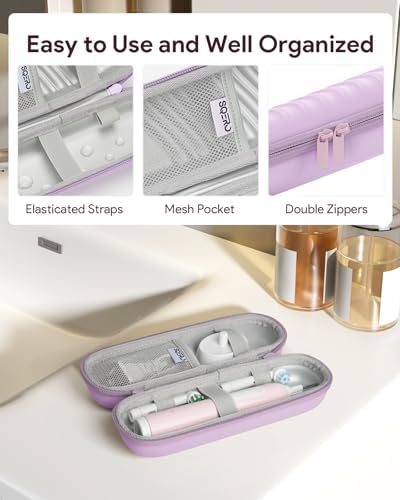 SQERO Electric Toothbrush Case for Oral-B Pro/iO/Philips Sonicare, Waterproof Traveling Toothbrush Storage Bag with Mesh Pocket Covers Protection - Image 3