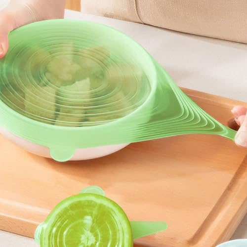 Reusable Silicone Stretch Lids – 18PCS Round & Square Stretchy Food Covers, Airtight & Leakproof, Microwave & Dishwasher Safe Green - Image 7