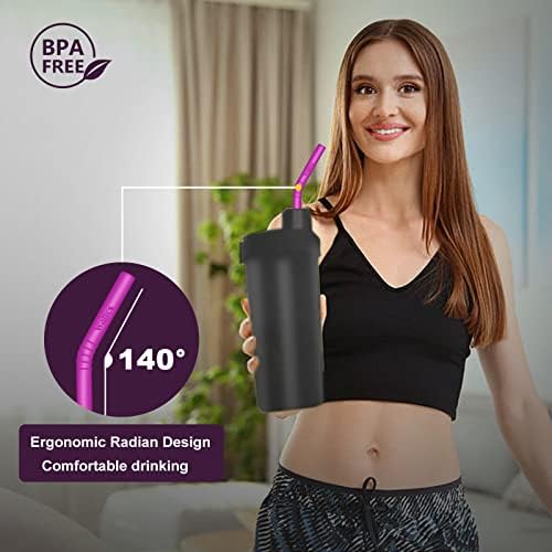 WALFOS 14.5 inch Extra Long Reusable Silicone Straws, Big Sizes Flexible Bendable Straws for 1/Half Gallon Large Water Bottles, 128 75 64 40 OZ Tumbler with Cleaning Brush (6-Pack) - Image 5