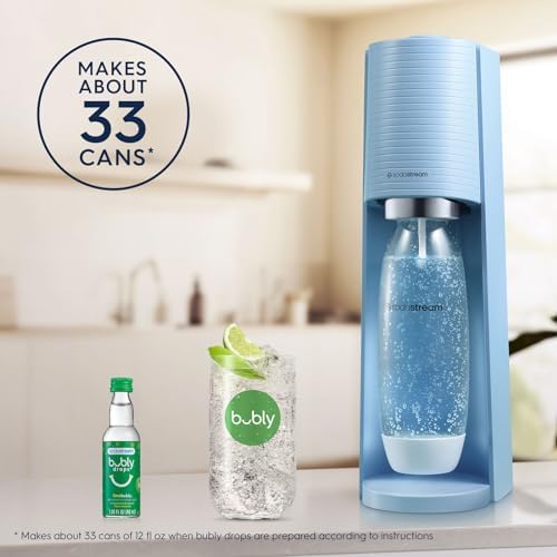 SodaStream Terra Sparkling Water Maker (Misty Blue) with CO2, DWS Bottle and Bubly Drop - Image 5