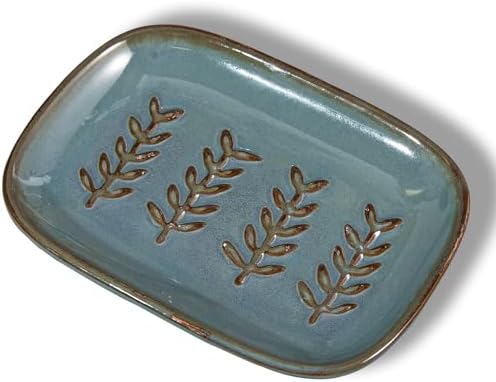 HighHerz Aesthetic Ceramic Soap Dish for Shower, Soap Holder with Raised Relief, Shower Soap Dish for Shampoo Bar Or Sponge, Soap Saver for Bathroom, Kitchen, Sink, Decorative Soap Tray (Blue) - Image 2