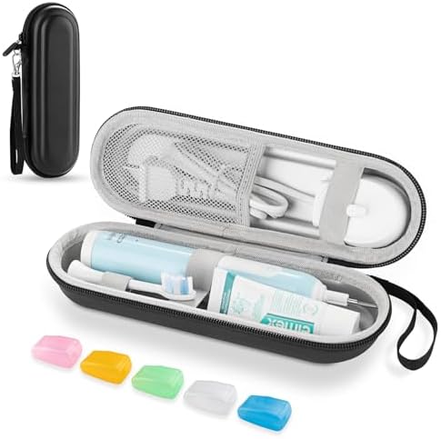 Toothbrush Travel Case for Oral B/Oral-B Pro 1000 1500 5000 7000 & Philips Sonicare 4100 1100 5300 5100 6100/iO Electric Toothbrush, Hard Protective Storage Bag (Black case with toothbrush cap) by TYSORETY