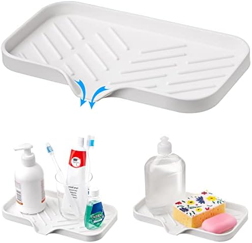 1 Pc Cream Silicone Sponge Holder | Sink Tray for Dish Sponges and Soap Organization | 9.45 x 5.51 by AGCOMPANY
