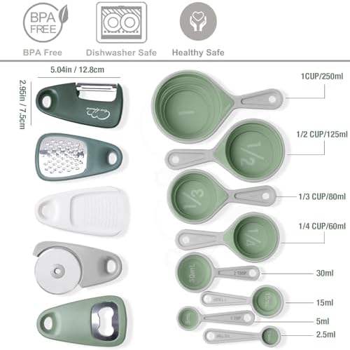 Kitchen Gadgets Set 13 Piece, Space Saving, RV Essentials, Green - Image 6