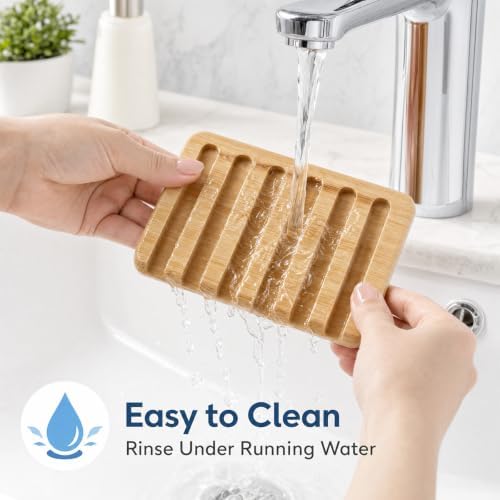 Bamboo Soap Dish, Soap Holder Soap Case Sponge Tray Sponge Drain Rack for Kitchen & Bathroom - Image 2
