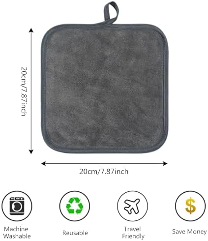 SINLAND Microfiber Facial Cloths Fast Drying Washcloth 8inch x 8inch Absorbent Face Wash Cloth Soft Makeup Remover Cloths - Image 2