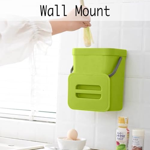 LALASTAR Small Plastic Trash Can, Hanging Small Trash Can with Lid Under Sink for Kitchen, Food Waste Bin for Countertop, Mountable Garbage Can for Bathroom, RV, 5L/1.3 Gal, Green - Image 4