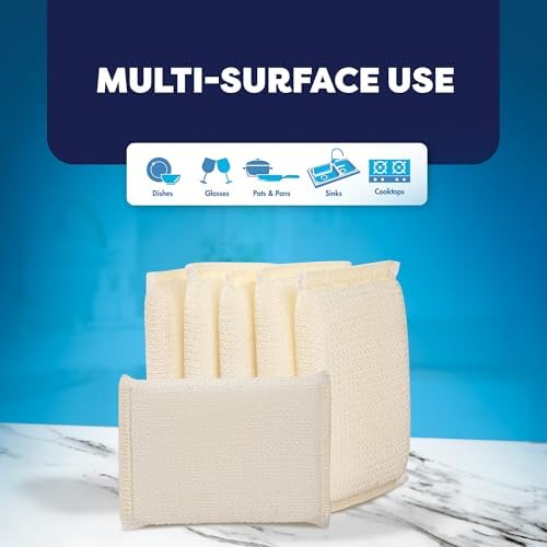 6 Scrub Sponges Kitchen By SCRUBIT, Multi-Purpose Scouring Pads, Non-Scratch Cleaning Sponges for Dishes, Pots & Non-Stick Cookware - Long Lasting Dish Scrubbers for Kitchen, Bathroom & More - Image 3