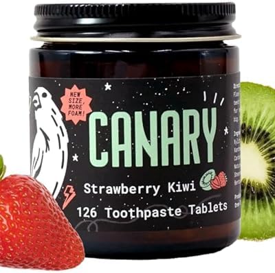 Canary Nano Hydroxyapatite Toothpaste Tablets Strawberry Kiwi - Remineralizing, Fluoride Free, All Natural Tabs with Xylitol - Great for Kids, Plastic Free - 126 Count by Canary
