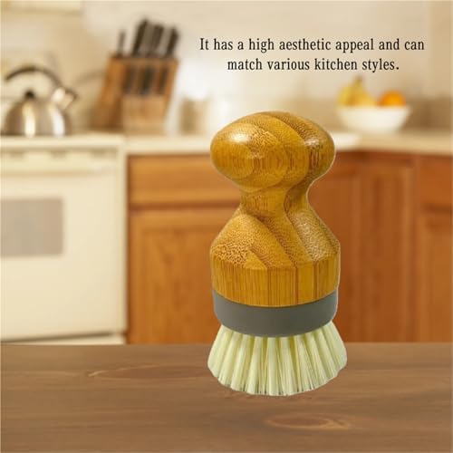 Replaceable Brush Head, Bamboo Handle, dishwashing Pot, Household Kitchen Cleaning - Image 4