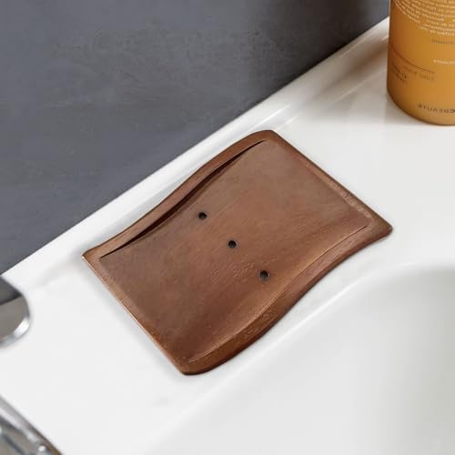 Aoheuo Soap Holder,Soap Dish for Shower, Walnut, 5.3 inches Long, 3.5 inches Wide, 0.6 inches High, for Kitchen, Bathroom, and Bar Sinks - Image 7