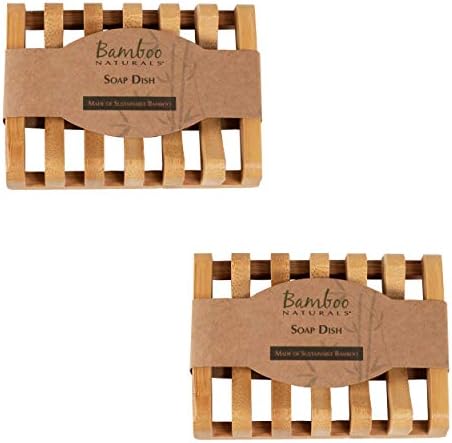 Bamboo Naturals Bar Soap Dish for Sink or Shower, Odor Resistant Tray, Sustainable Bamboo Wood Holder, Great for Bathrooms and Kitchens, 2 Pack by Bamboo+Naturals