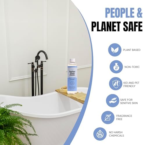 Bath & Daily Natural Shower Cleaner Concentrate - Plant-Based, Fragrance Free Cleaning Products - Hard Water Stain and Soap Scum Remover for Tub & Tile - 8oz Makes 4 Bottles - Image 5