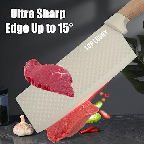 Knife Set, Wiztoynia 6-Piece Khaki Kitchen Knife Set for Home, Anti-Rust Non-stick Stainless Steel Sharp Chef Knife Sets with Universal Knife Block for Kitchen, Ergonomical Design (Khaki) - Image 3