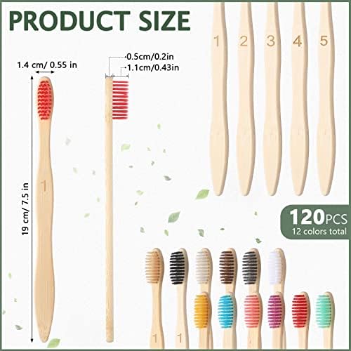 Sieral 120 Pcs Bamboo Toothbrushes Bulk, Individually Wrapped,Number - Image 2