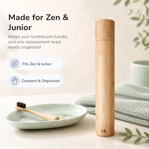 Sustainable Tomorrow Zen & Junior Bamboo Travel Box | Eco-Friendly Electric Toothbrush Case | Natural Bamboo Holder for Brush & Replacement Head | Plastic-Free Storage - Image 3