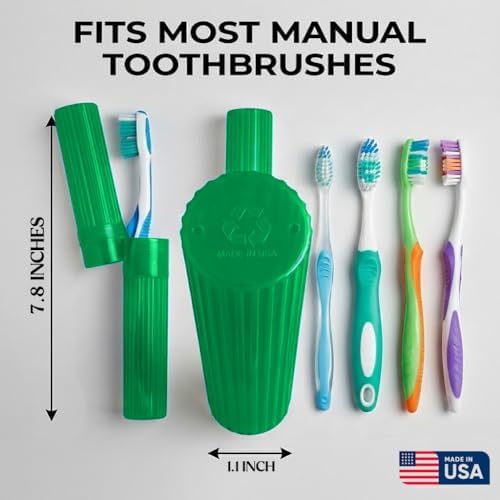 American Comb Toothbrush Holder (Green) - Made in USA, with Ventilation Holes, for Toothbrush Covers, Toothbrush Holder, Toothbrush Soft, Durable Design, Hygienic Bathroom Accessory - Image 2