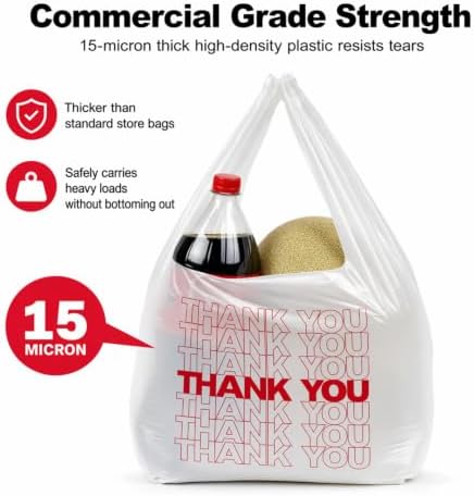 TashiBox 300Ct Plastic Bags，thank you bags,Shopping bags - Image 5