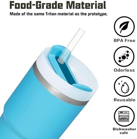 Replacement Straw Compatible with Stanley 14 oz 20 oz Cup Tumbler, 6 Pack Reusable Straw with Cleaning Brush, Plastic, Clear - Image 4